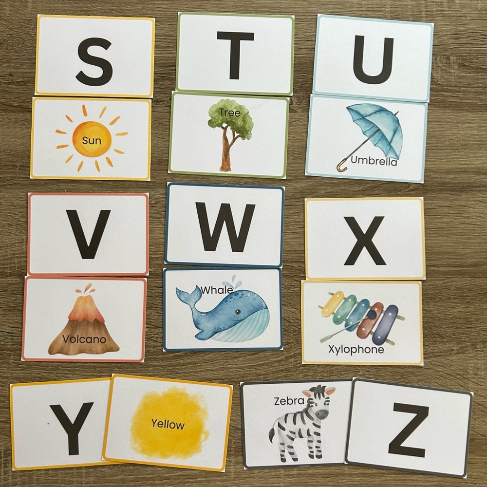 Handmade Colorful Montessori Alphabet Memory Match Flash Card for Kids Education - Picture 3 of 4